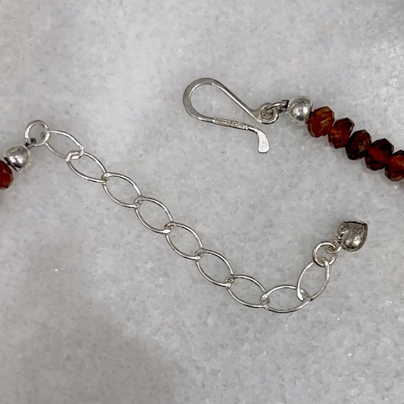 Hessonite Faceted Bead Sterling Silver Necklace - Picture 12 of 13